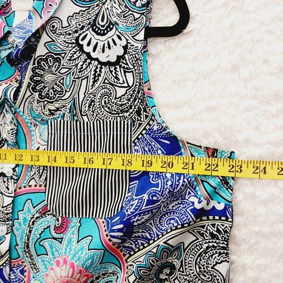 Blouse Size XL Pink Teal Stripe Resort Paisley Artcore Flamboyant Psychedelic - Picture 7 of 16